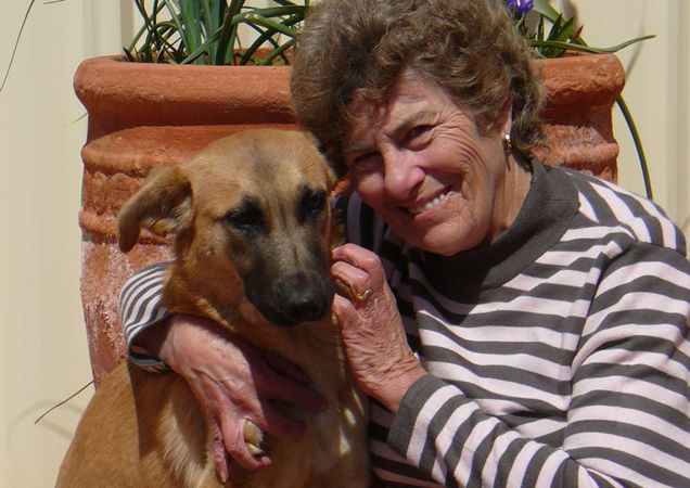 Judy with foster dog Honey.